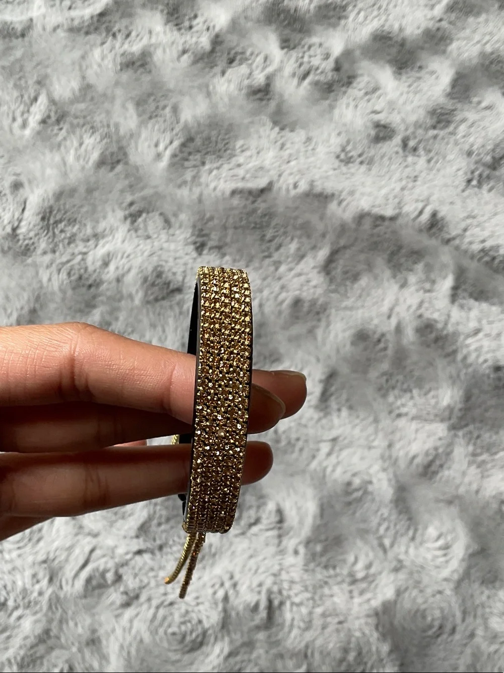 Gold hanging Rhinestone Hair Bun Clip - Women Accessories